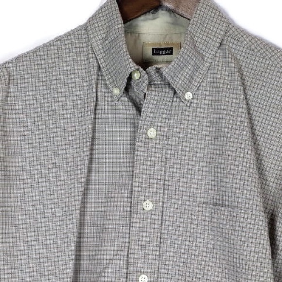 Haggar Plaid Dress Shirt Button Down Short Sleeve - Picture 4 of 6